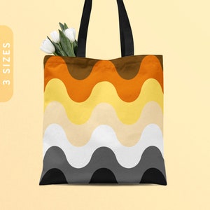 Bolsa de mano con ondas de orgullo de osos sutiles / Bolsa reutilizable con estampado integral / Bolsa de hombro con orgullo gay de osos LGBTQ / Bolsa de compras con la bandera de la Hermandad de los Osos