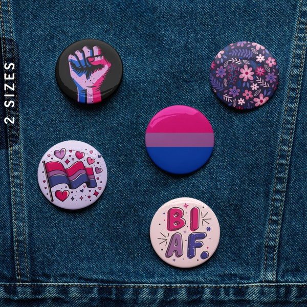 Subtle Bisexual Pin Buttons | Set of 5 Bisexual Pins | Bisexual Tin Pins | Bi Pride Flag Pin | Bi Pins | Bisexual Pride Gift