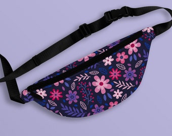 Subtle Bisexual Pride Flowers Fanny Pack | LGBTQ Bi Pride Flag Belt Bag | All Over Print Waist Bag | Bum Bag | Hip Bag | Crossbody Bag