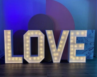 4ft Marquee Letters: White Edison Bulb, Stackable 3D Decor