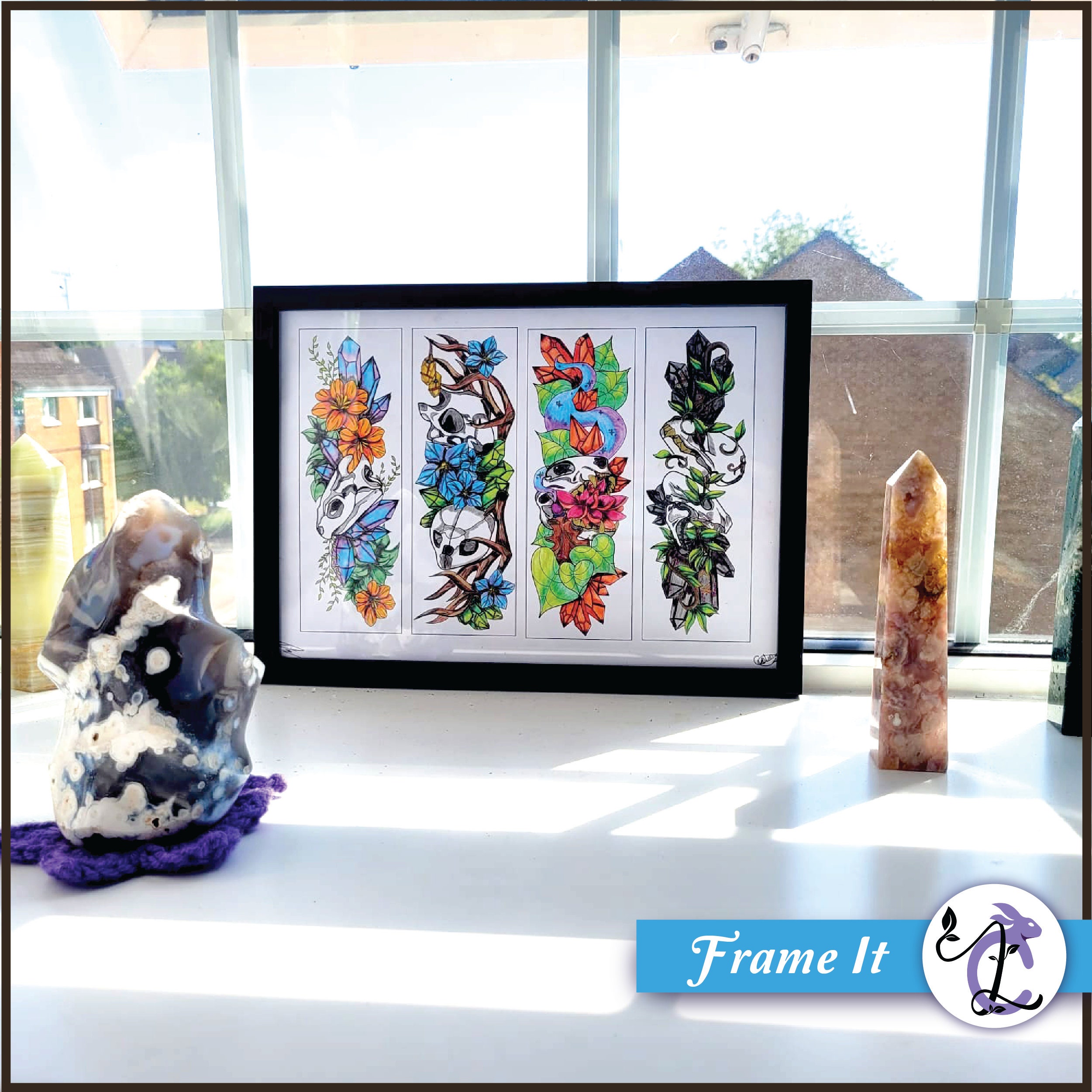 Set of 16 Printable Bookmarks Crystals, Skulls, Mushrooms, and Tropical ...