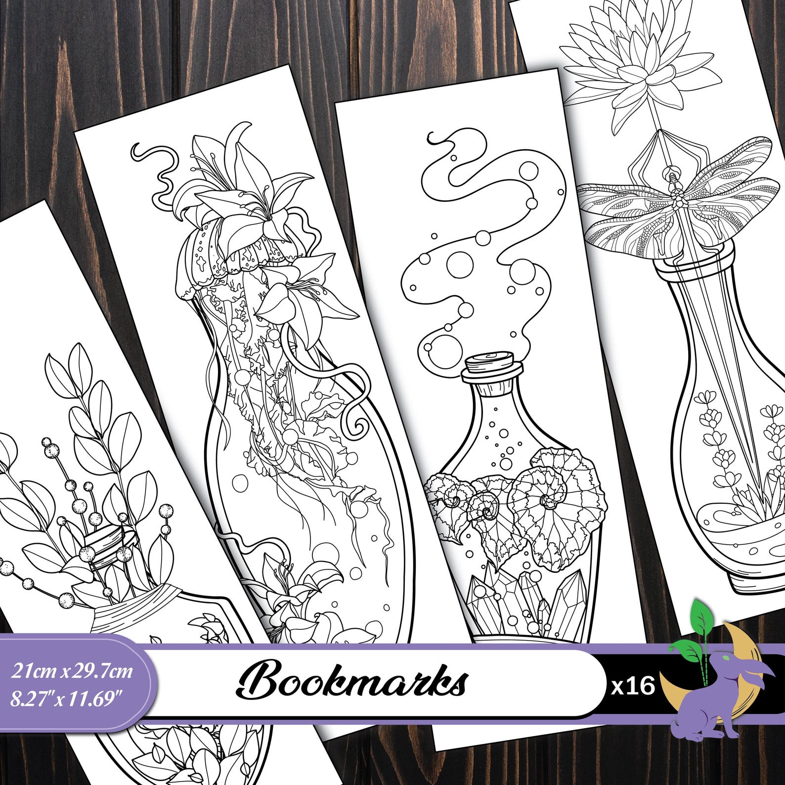 Set of 16 Printable Bookmarks of Witchy Magic Potions Elixirs Jars ...