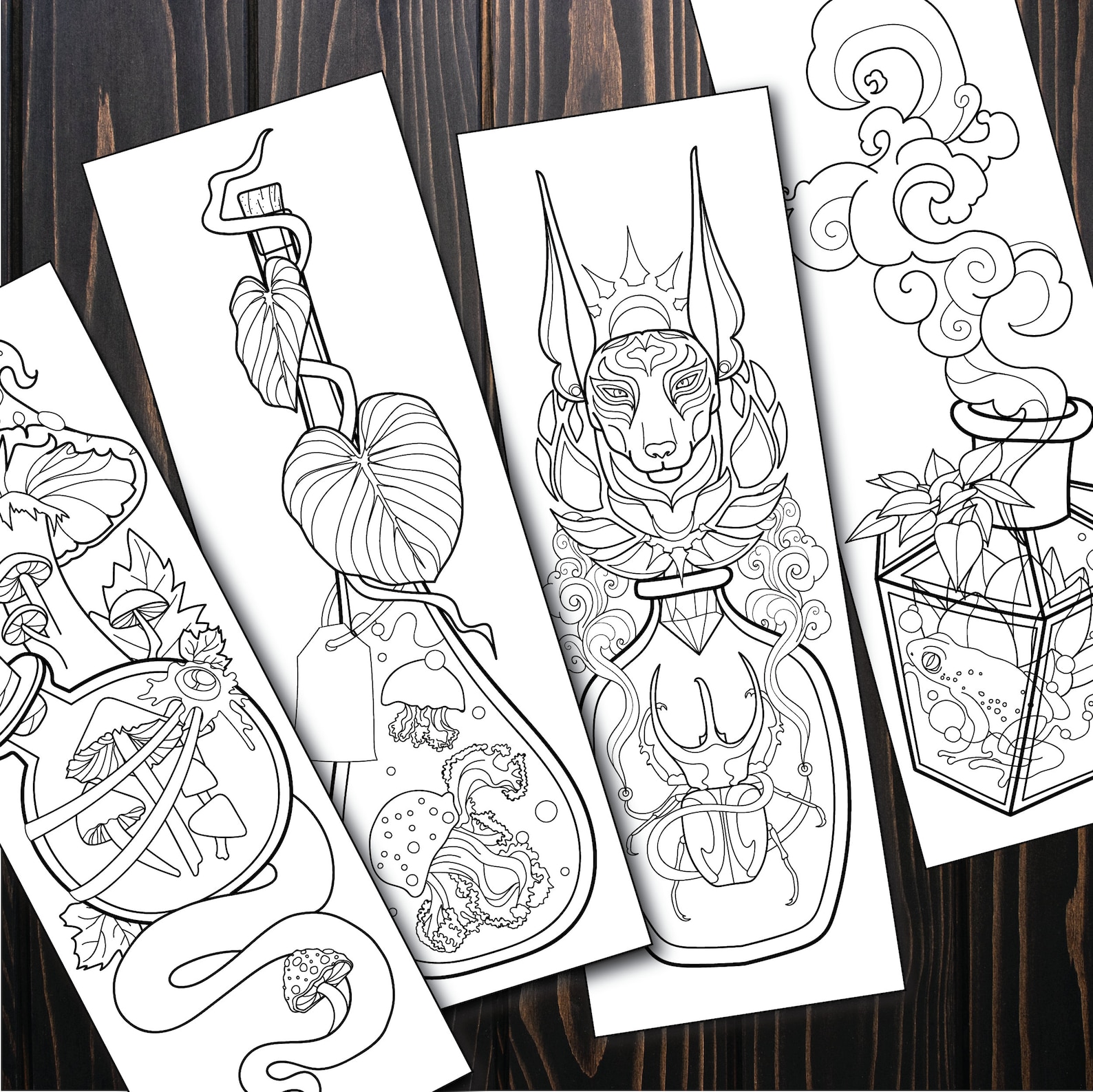 Magic Potions Coloring Bookmarks: Witchy Spells, Skulls (digital ...