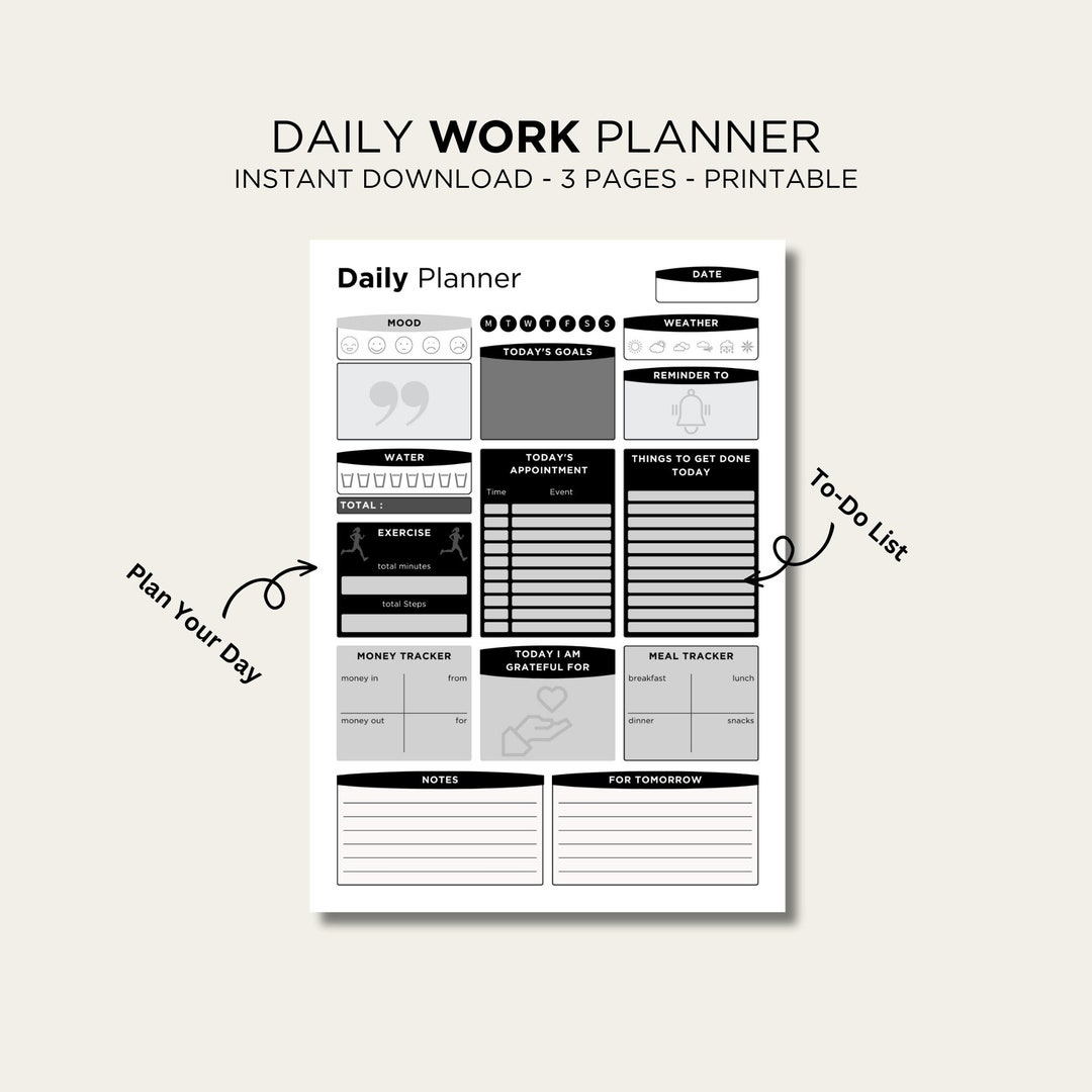 Daily Detailed Work Planner Printable, Hourly ADHD Time Blocking ...