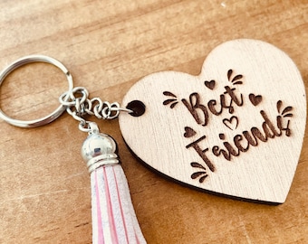 Porte clé en bois personnalisable Meilleure Amie Best Friends Bestie cadeau femme copine amie prénom personnalisé