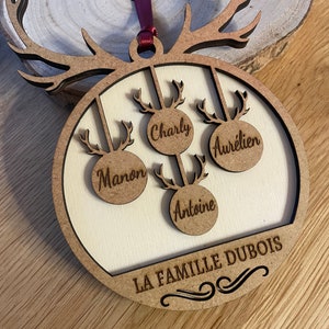 Wooden Christmas ball Our Family with the first names of the whole family Christmas tree decoration image 4