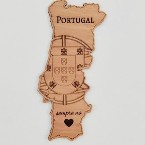 Drewniana dekoracja Portugalii Mapa kraju wielkoformatowa, konfigurowalny portugalski prezent dla fanów Portugalii