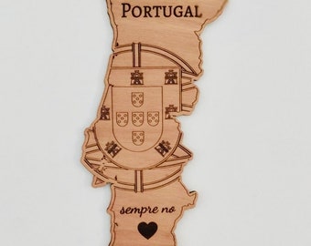 Décoration en bois Portugal carte du pays grand format personnalisable cadeau portugais fan du Portugal