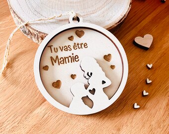 Customizable wooden pregnancy announcement ball grandma grandpa tata uncle surprise idea future baby decoration to offer baby 2024 text of your choice