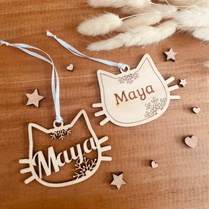Houten kerstbal schattige kat katje aanpasbare houten dieren laser of gegraveerde kerstversiering