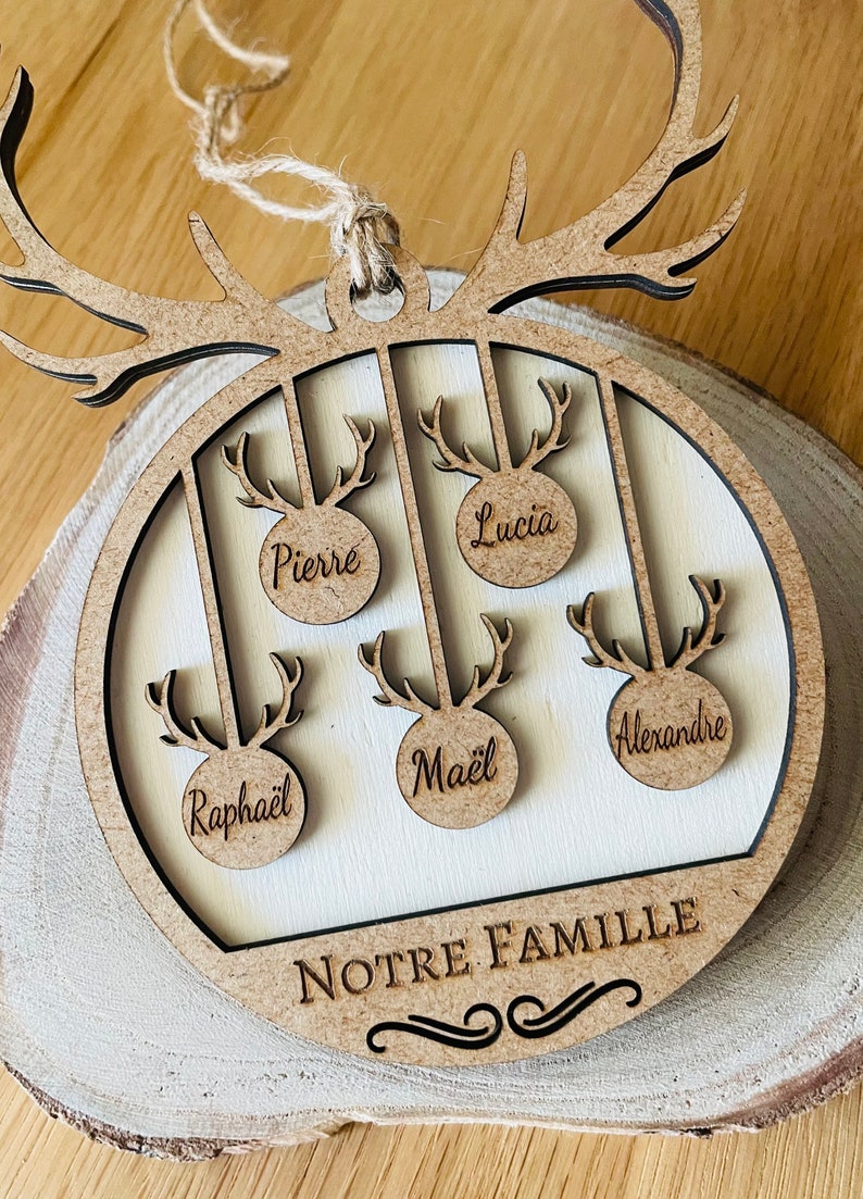 Wooden Christmas ball Our Family with the first names of the whole family Christmas tree decoration image 5