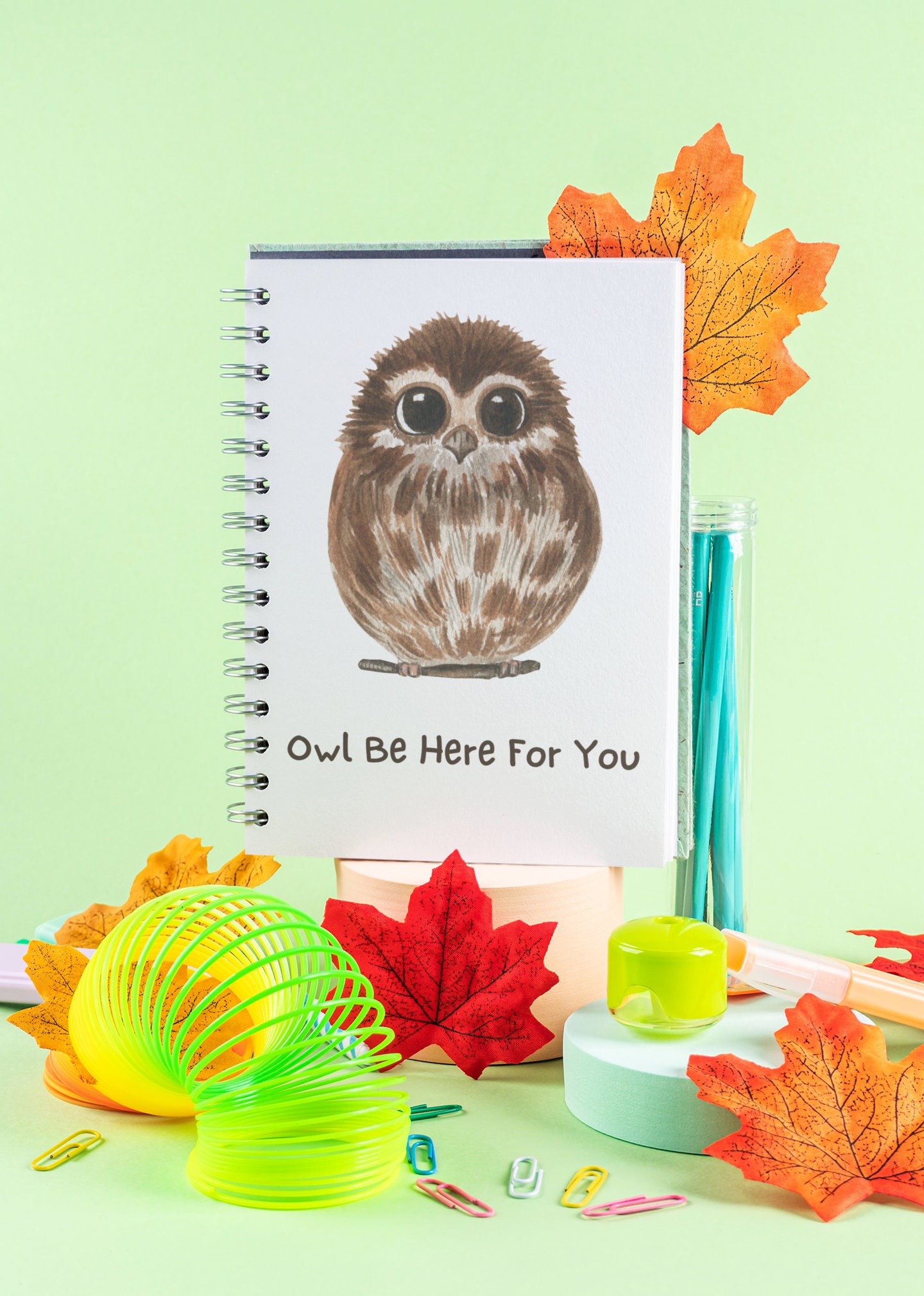Owl Notebook | Spiral Notebook | Owl Be Here For You | Cute Brown Owl Graphic | | Journaling and Not