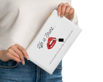 Labbra lucide / Borsa cosmetica / 9,5 "x 7" / Indossa rossetto audace / Custodia per trucco