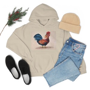 Vibrant Rooster | Unisex Pullover Sweatshirt Hoodie | Original Artwork | VA Artist