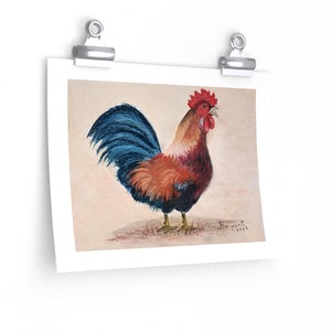 Vibrant Rooster Poster Print | Original Artwork by VA Artist | Farmhouse Decor | Nature-Inspired Art