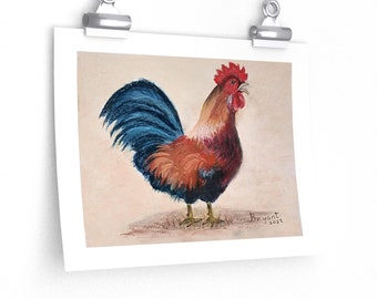 Vibrant Rooster Poster Print | Original Artwork by VA Artist | Farmhouse Decor | Nature-Inspired Art