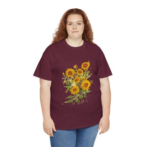 T-shirt girasole / T-shirt unisex / girasoli dipinti a mano / stampa di opere d'arte originali