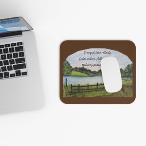 Tranquil Lake Mouse Pad | Original Artwork | Mountain Run Lake, VA | Haiku Graphic | VA Artist