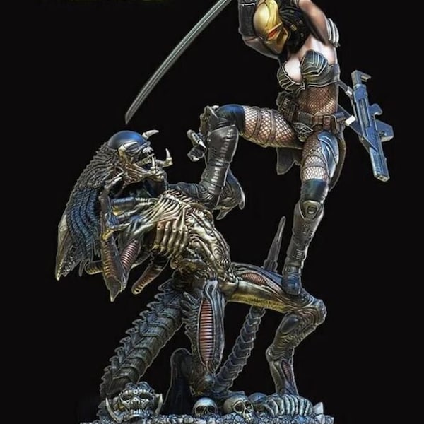 Alien vs Predator Machiko STL File, 3D Model, 3D Print Model, Movie Lover, Action Figure, 3d model 3d model Figures, Anime , Comic Gift