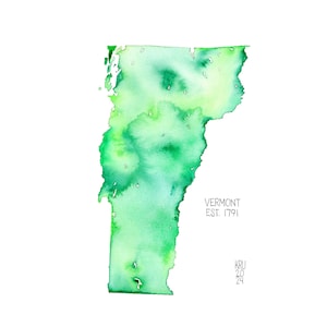 Carte verte de l'état du Vermont Impression artistique