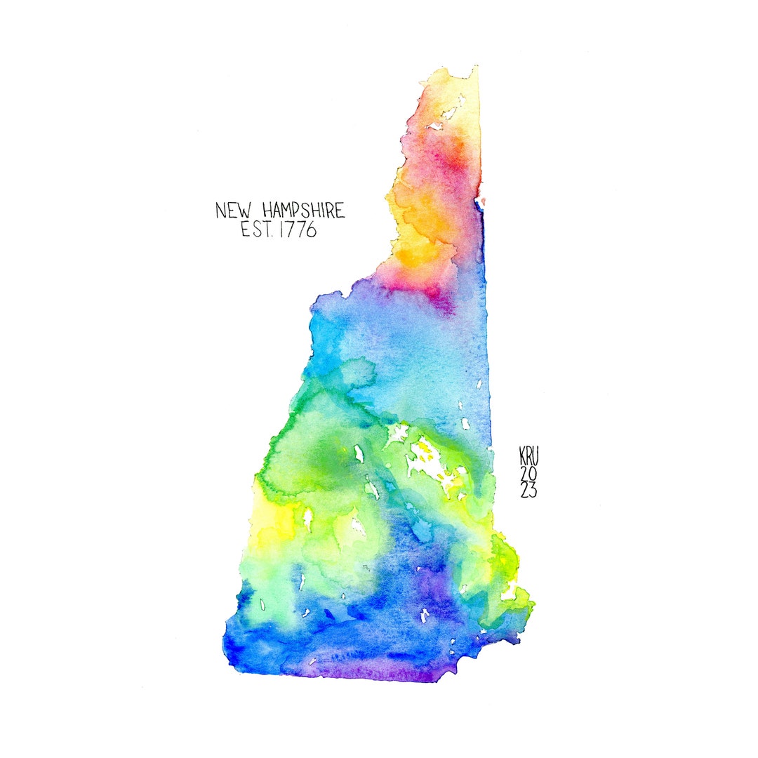 New Hampshire State Map Art Print - Etsy