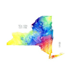 Kunstdruk kaart staat New York