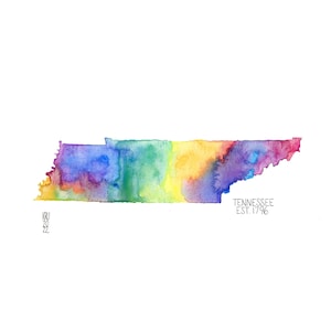 Impresión artística del mapa del estado de Tennessee
