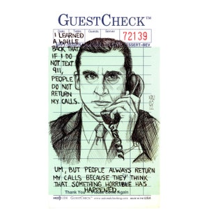 Steve Carell - Michael Scott Guest Check Drawing (Original)