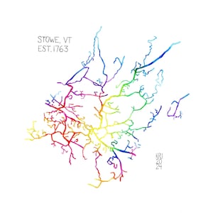 Stowe Vermont Town Straßenkarte Kunstdruck