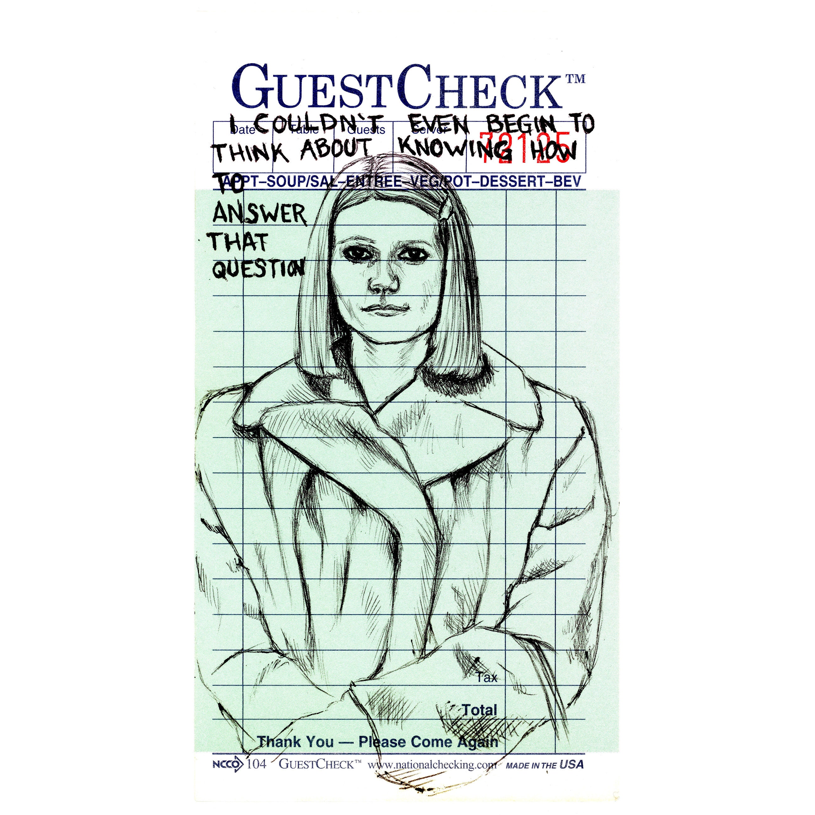 Gwyneth Paltrow - Margot Tenenbaum Guest Check Drawing (Original)