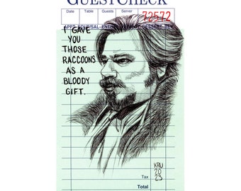 Matt Berry - Laszlo Guest Check Drawing (Original)