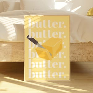 Butter Yellow Wall Prints, Yellow Kitchen Wall Art, Neutral Printable Poster for Fun, Modern Home Decor, Neutral Prints, Kitchen Poster Fun