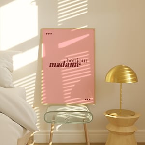 Pink and Red French Poster Romantic Minimalist Bedroom Wall Art Digital Download Print Chic Wall Art Pink Prints French Wall Art