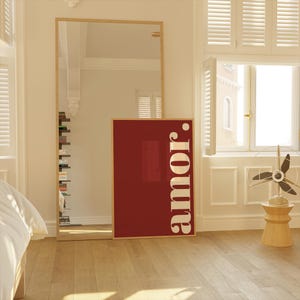 Poster Burgunderrot Spanisches Zitat Wandkunst Minimalistisch Liebe Druck Modernes romantisches Dekor Kunstdruck dunkelrot Raumdekor Minimalistische Drucke