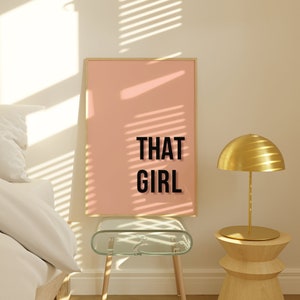 Póster de chica con cita motivacional, arte de pared, póster de chica, impresión rosa minimalista, arte de pared imprimible, póster rosa con cita, descarga digital, impresión