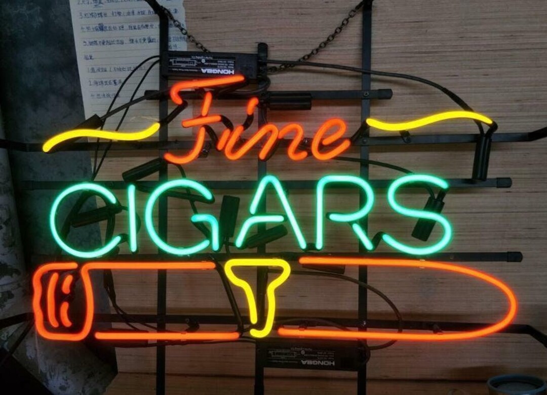 Light up Fine Cigars Tobacco Smoke Sign Vintage Style Etsy
