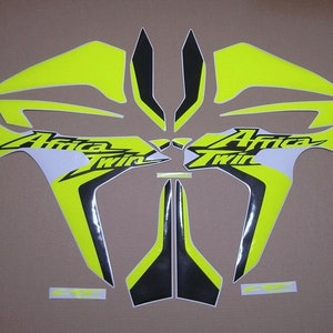 CRF 1000L Africa twin 2015 custom neon fluo yellow black decals set stickers kit logo pattern customized graphics crf 2016 aufkleber
