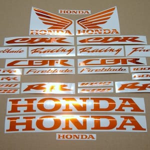 600RR / 1000RR full custom aftermarket decals set stickers kit chrome gold silver pearl red orange mirror fireblade 600 rr logo pattern CBR