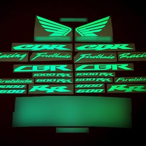 600RR/1000RR compleet wit blauw groen reflecterende stickers set stickers kit mark logo patroon CBR aangepaste afbeeldingen Fireblade-emblemen