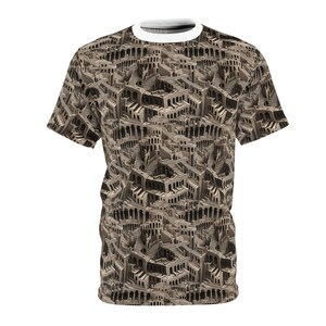 MC Escher T-Shirt: Escher Steps & Optical Illusion in Op Art Shirt Men Design