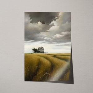 Andrew Wyeth Painting Inspired - Magic Realism Art Poster Featuring American Farmland and Vast Sky