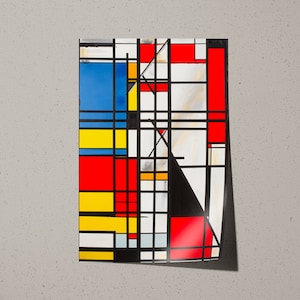 Mondrian Poster: Geometric Cityscape, Modern Abstract Art