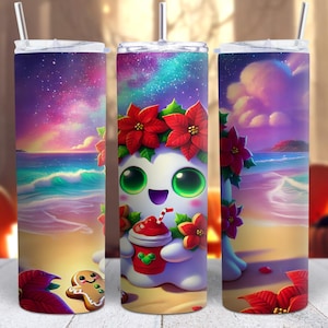 Ghost Gingerbread Man Halloween Christmas Tumbler Wrap 9.30 to 8.20 inches Tumbler Wrap Design Christmas  Sublimation Design Summerween Png