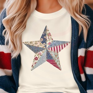 Diseño de sublimación de patchwork americano de imitación de estrella, descarga digital bohemia, diseño de camiseta con descarga digital PNG para camiseta