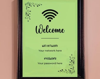Digital Welcome Wifi Sign, Wifi Template Editable, Internet Sign,Wifi Password Sign, Wifi Sign Printable, Editable Wifi Sign on  Canva