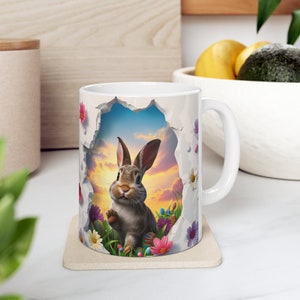 Cute Easter Bunny  Mug wrap 11oz Easter Mug Wrap, Digital download mug wrap, Rabbit Sublimation design mug,  Easter template