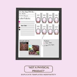 K&ouml;nnte beinhalten: Eine digitale Vorlage f&uuml;r kurze, quadratische Press-on-N&auml;gel mit einem Hello-Kitty-Motiv. Das Design zeigt ein pinkfarbenes Hello-Kitty-Gesicht mit einer pinkfarbenen Schleife, einen Leopardenmuster-Hintergrund und pinkfarbene Strasssteine. Die Vorlage enth&auml;lt eine Farbpalette, Inspirationsbilder und Notizen.