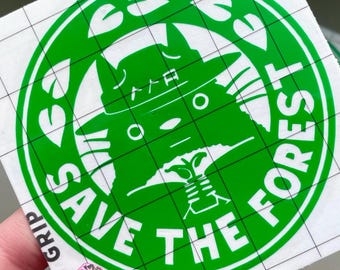 Save the Forest My Neighbor Totoro Vinyl Decal - cute Smokey The Bear decal - save our parks and forests