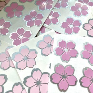 Handmade Sakura flower stickers, party favors, envelope seal, bingo stickers, wedding favors, wedding invitations, decals, scrapbooking