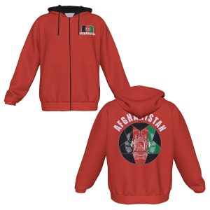 Afghanistan Unisex Football Supporters Fan Zip Hoodie.